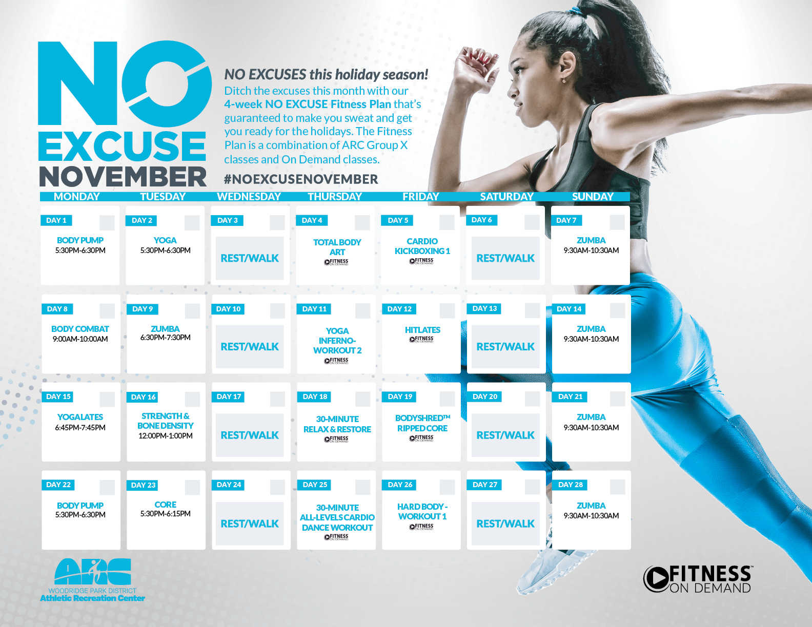 Ditch the Excuses this Month with a 4Month NO EXCUSE Fitness Plan